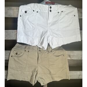 One 5 One Size 14 Chino Shorts Bundle 2 Pair Khaki Beige White High Rise